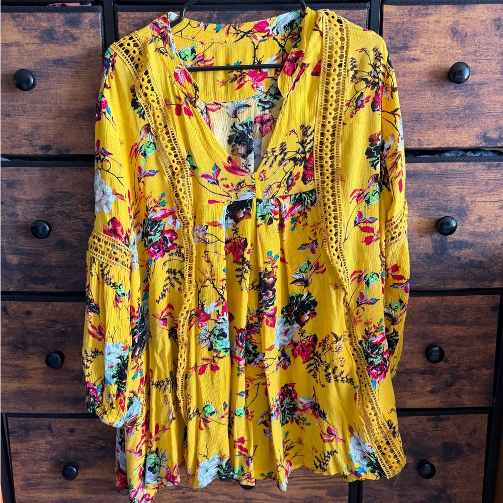Floral Yellow Boho Blouse